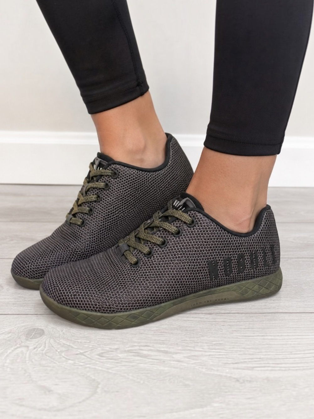 NOBULL Outwork SuperFabric Cross Training Shoes Gray Olive Women's US 7 EU 38